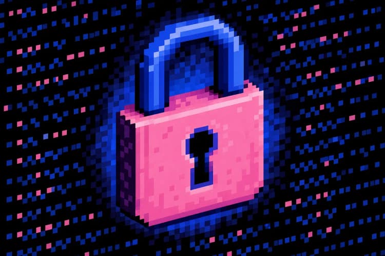 Cadeado digital sobre um fundo de código de computador, simbolizando segurança.