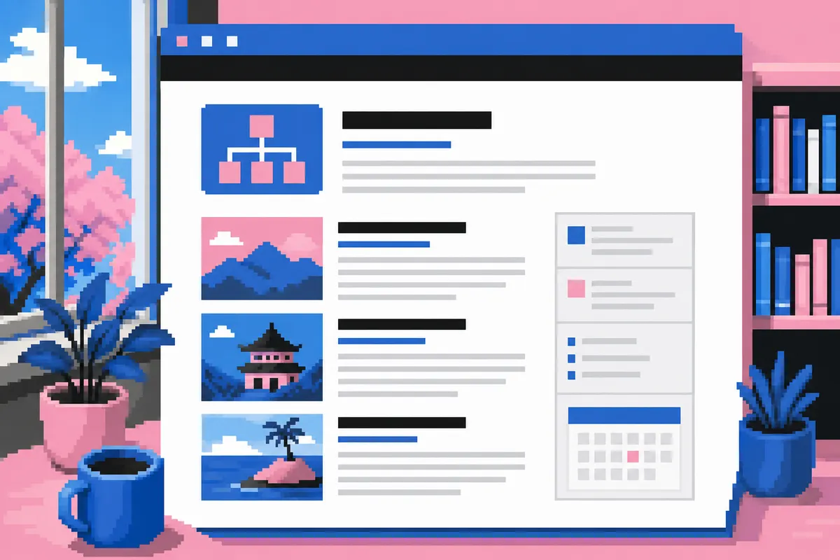 Um blog com um ícone de sitemap ao lado do título.