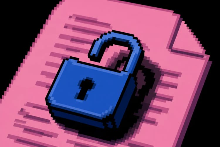 Um cadeado aberto sobre um arquivo de texto, simbolizando acesso e limitações.