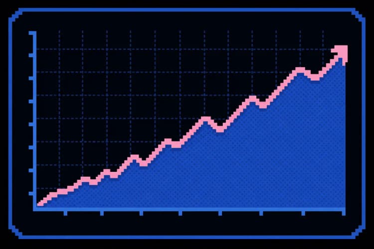 Um gráfico de linha mostrando uma tendência positiva de tráfego de um site.