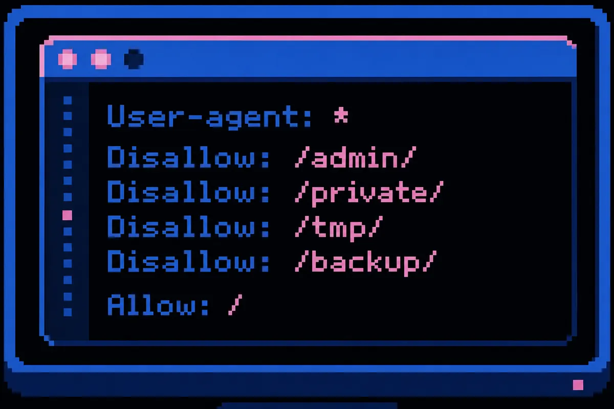 Um arquivo robots.txt aberto em um editor de código com linhas de texto.